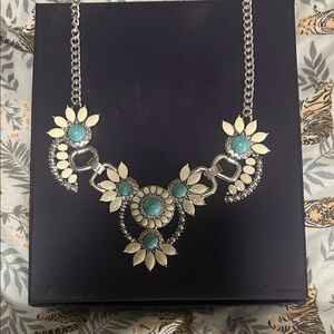 Chic Silver and Turquoise Necklace